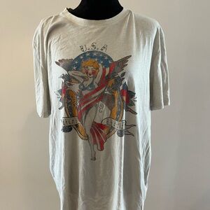 Lucky Brand USA Graphic Tee Men’s XL Cream Patriotic Angel